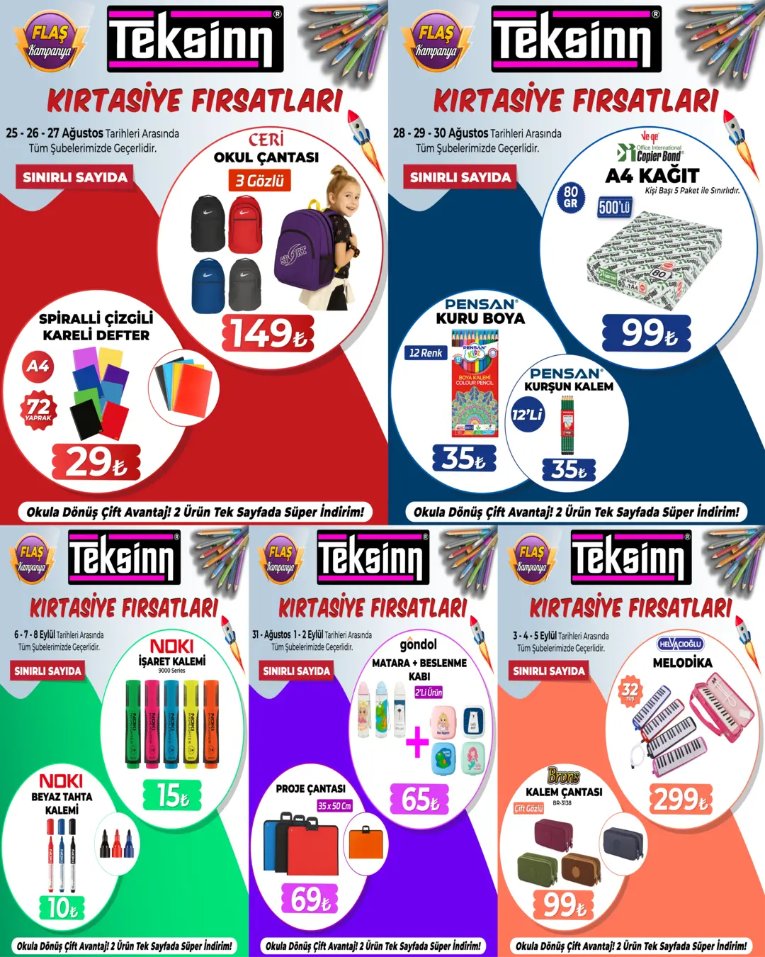 KIRTASİYE FIRSATLARI TEKSİNN'DE.!